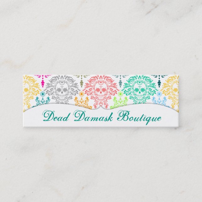 Dead Damask - Custom Skinny Sugar Skull Bizcards Mini Business Card (Front)