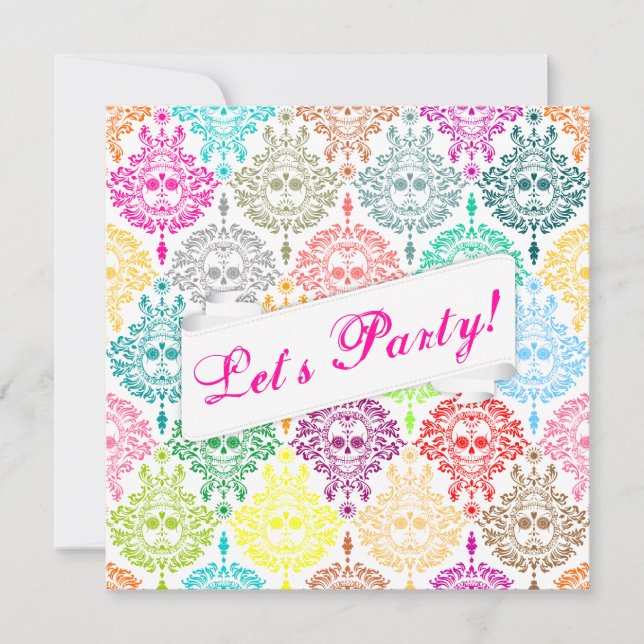 Dead Damask Custom Sugar Skull Invitation (Front)