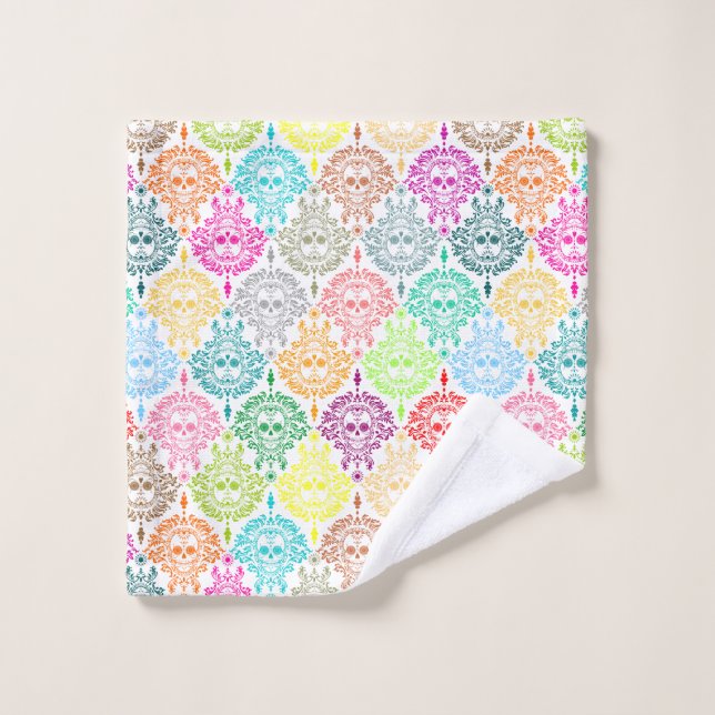 Dead Damask Festive Colourful Sugar Skull Wash Cloth (Wash Cloth)