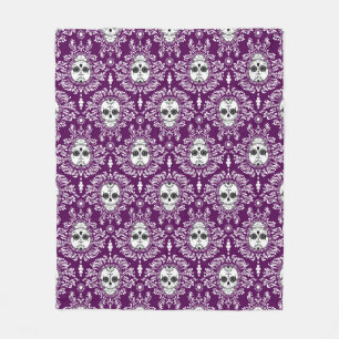 Dead Damask Sugar Skull Pattern Fleece Blanket