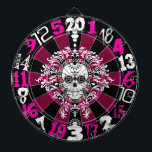 Dead Damask - Violet & Black Sugar Skull Dartboard<br><div class="desc">This fun dartboard features a crazy mix of typography in shades of deep violet and black with a Day of the Dead sugar skull for a truly UNIQUE spooky style. Perfect for your home,  bar or dorm - also great for Halloween</div>