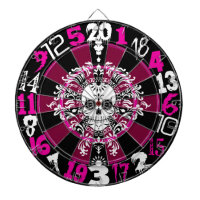 Dead Damask - Violet & Black Sugar Skull Dartboard