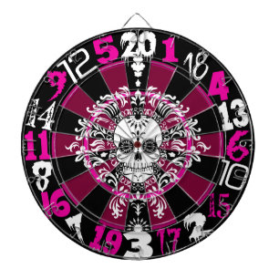 Dead Damask - Violet & Black Sugar Skull Dartboard