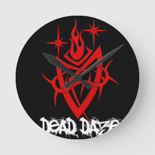 Dead Daze Tribal Heart Round Clock