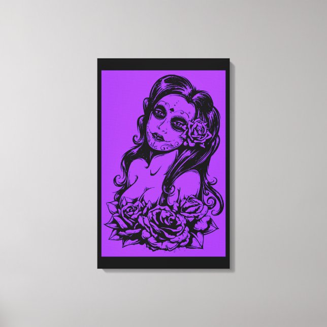 Dead Face Purple & Black Stretched Canvas Print (Front)