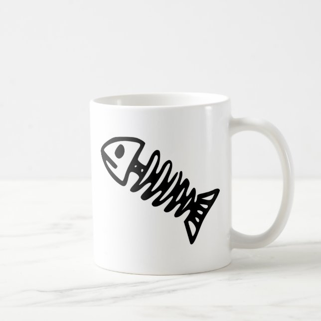 Dead Fish Skeleton Skull Bones Fossil Coffee Mug (Right)