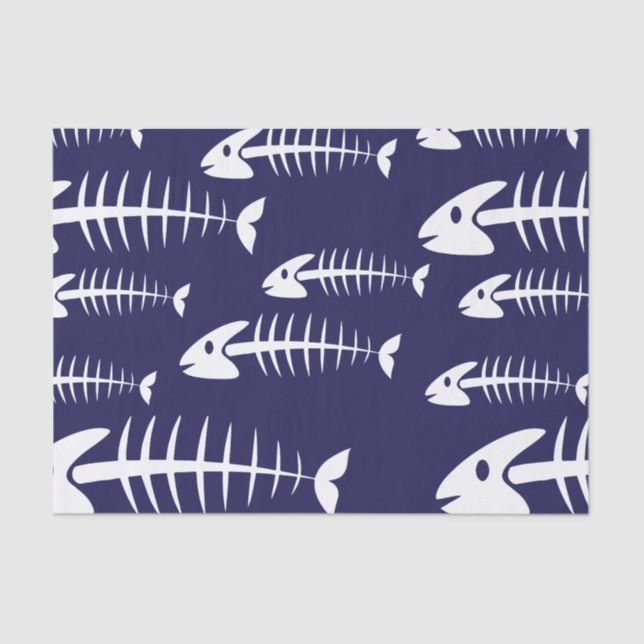 Dead Fish Skeleton White Bones Fishing Humour Tissue Paper (Front)