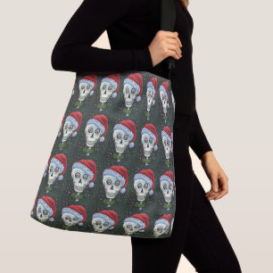 DEAD HEAD SANTA SKULL, CHRISTMAS SKELETON HUMOR CROSSBODY BAG