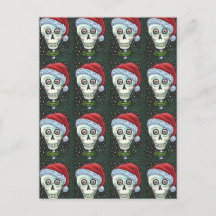 DEAD HEAD SANTA SKULL, CHRISTMAS SKELETON HUMOR