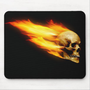 dead head with flames mouse mat