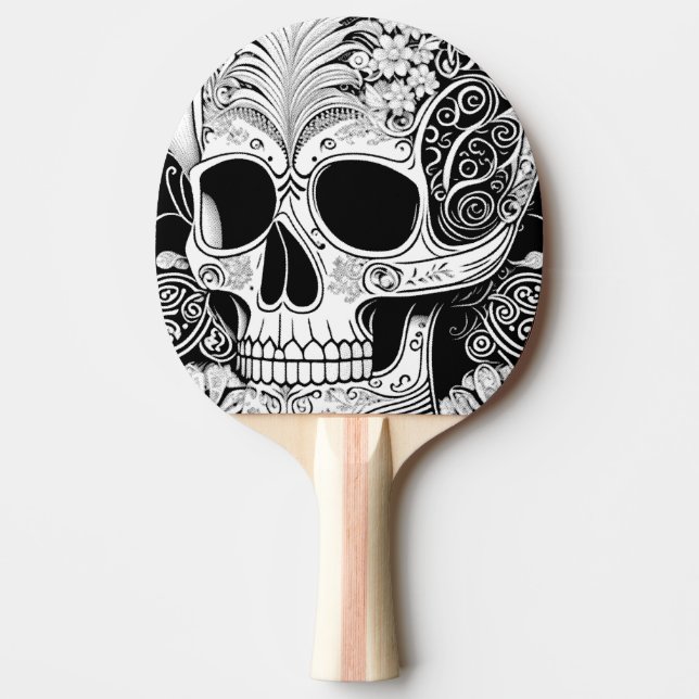 dead head with ornaments ping pong paddle (Front)