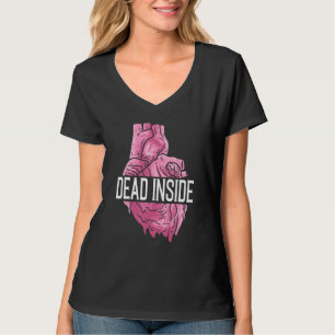 Dead Inside Anatomical Human Heart Emo Broken Card T-Shirt