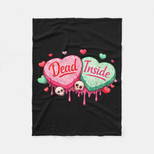 Dead inside anti-valentines day hearts funny meme fleece blanket