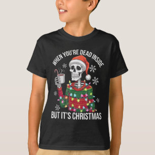 Dead Inside But Festive_ Skeleton Christmas Coco X T-Shirt