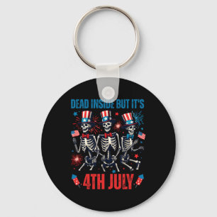 Dead Inside But Its 4th Of July Dancing Skeleton U Key Ring