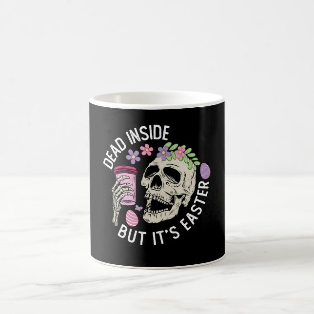 Dead Inside But It's Easter Skull Coffee Eggs Mug (Center)