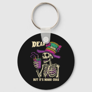Dead Inside But It's Mardi Gras Funny Skeleton Cof Key Ring