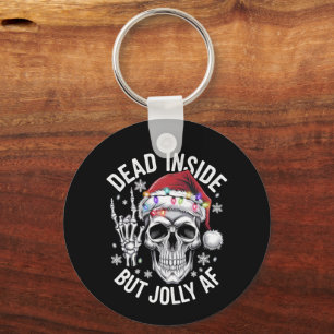 Dead Inside But Jolly AF Christmas Gift Skeleton  Key Ring
