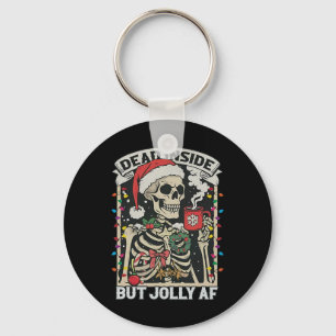 Dead Inside But Jolly Af Funny Skeleton Lights Chr Key Ring