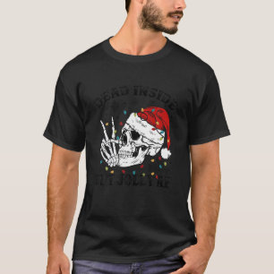 Dead Inside But Jolly AF Funny Skeleton Santa Hat T-Shirt