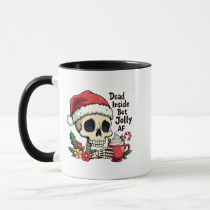 Dead Inside but Jolly AF Hot Cacoa Latte Xmas Skul Mug