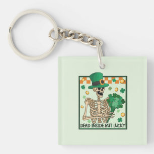 Dead Inside But Lucky - Skeleton Leprechaun Key Ring