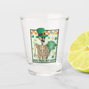Dead Inside But Lucky - Skeleton Leprechaun Shot Glass