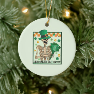 Dead Inside But Lucky St Patricks Ceramic Tree Decoration