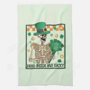 Dead Inside But Lucky St Patricks Tea Towel