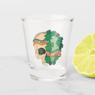 Dead Inside But Lucky - Sugar Skull and Clover Shot Glass