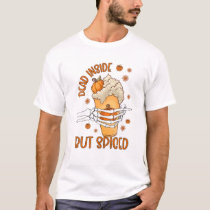 Dead Inside But Spiced Coffe Halloween Thanksgivin T-Shirt