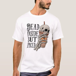 Dead Inside But Spiced Halloween Skeleton T-Shirt