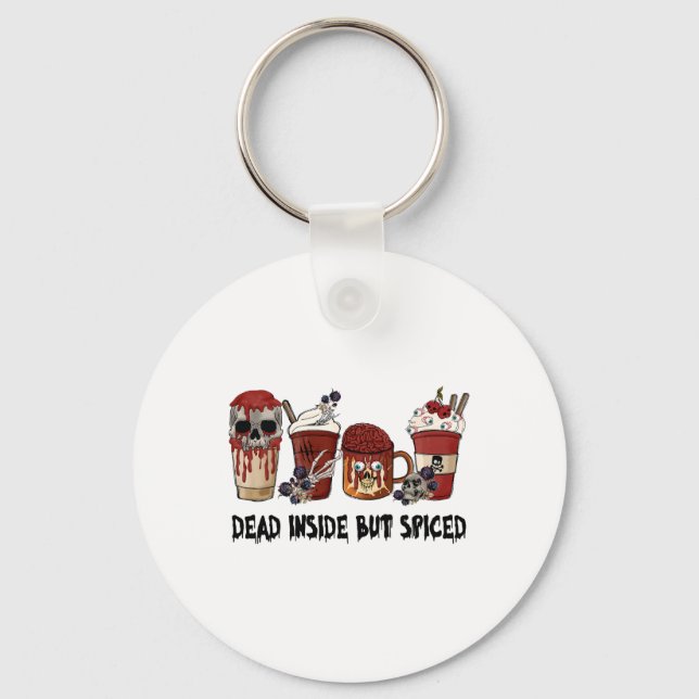 Dead Inside But Spiced Thankful Thanksgiving Fall  Key Ring (Front)