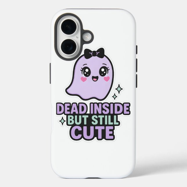 Dead Inside But Still Cute Halloween Ghost Bow Case-Mate iPhone Case (Back)