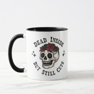 Dead Inside But Still Cute Skull Floral Goth Mug