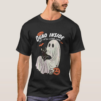 Dead Inside But Still Love Cats Black Cat Hallowee T-Shirt