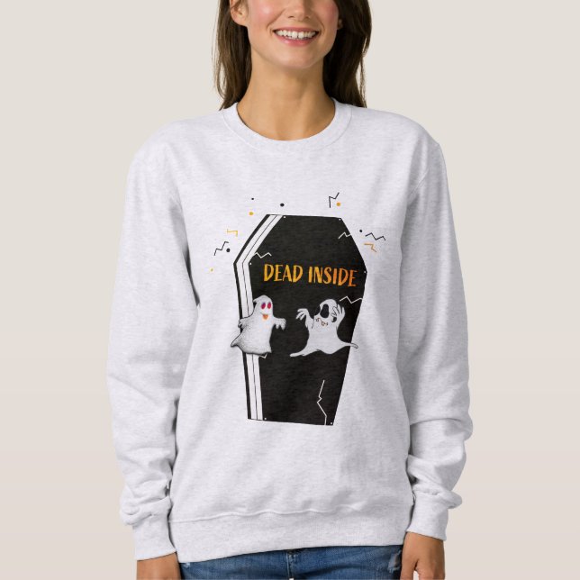 "Dead Inside" Coffin Halloween Sweatshirt (Front)