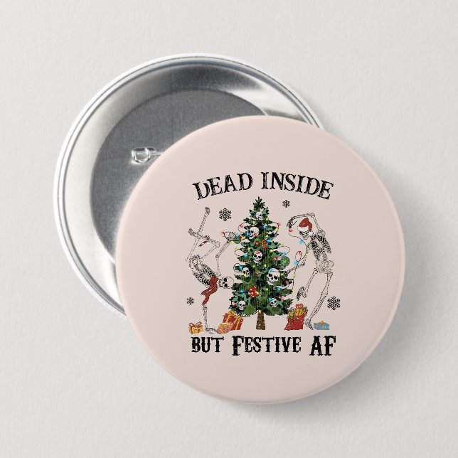 Dead Inside | Funny Christmas 7.5 Cm Round Badge (Front & Back)