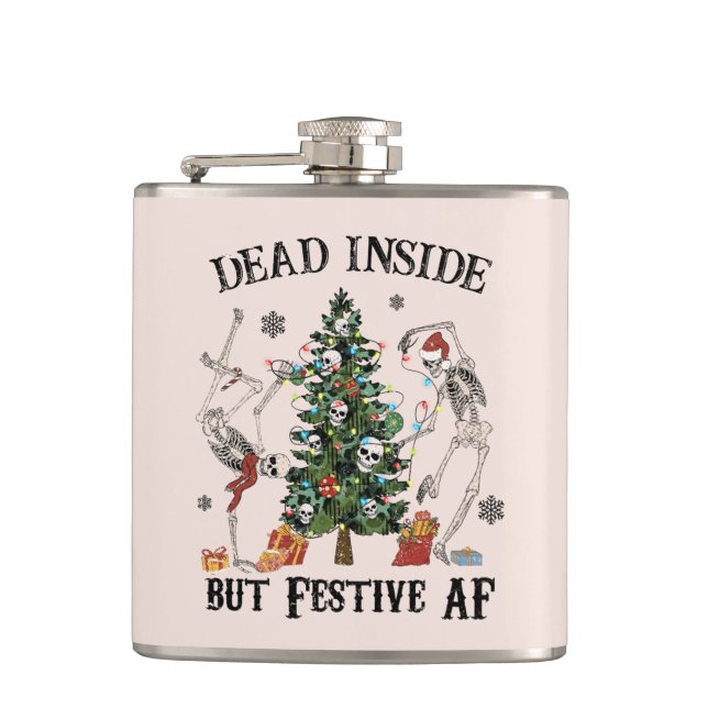 Dead Inside | Funny Christmas Hip Flask (Front)