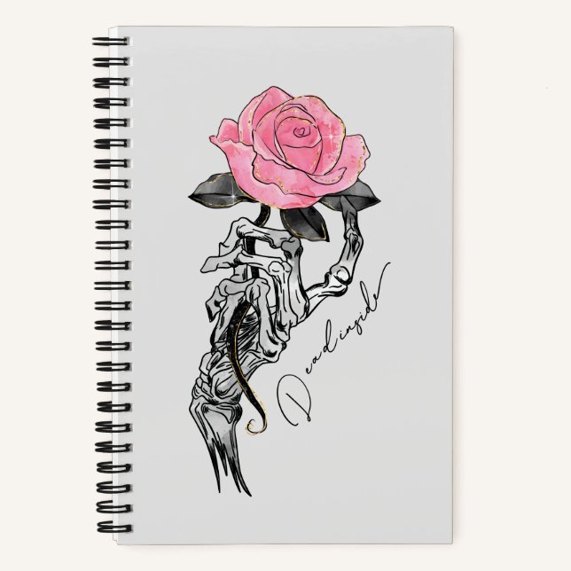 Dead Inside – Goth Skeleton Hand Notebook (Front)