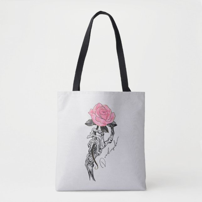 Dead Inside – Goth Skeleton Hand Tote Bag (Front)