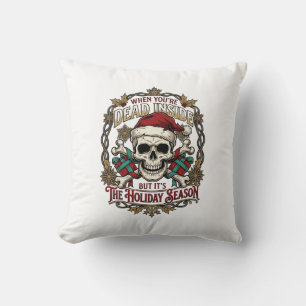 Dead Inside Holiday Season Christmas Skull Santa H Cushion