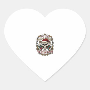 Dead Inside Holiday Season Christmas Skull Santa H Heart Sticker