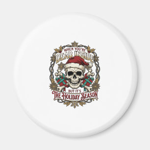 Dead Inside Holiday Season Christmas Skull Santa H Magnet