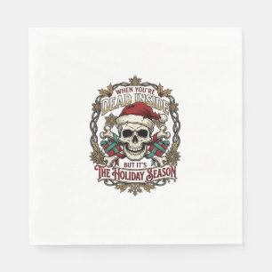 Dead Inside Holiday Season Christmas Skull Santa H Napkin
