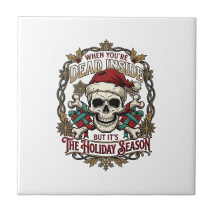 Dead Inside Holiday Season Christmas Skull Santa H Tile