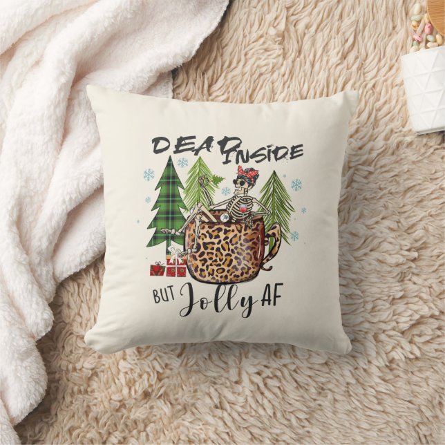Dead Inside Jolly AF Funny Christmas Cushion (Blanket)
