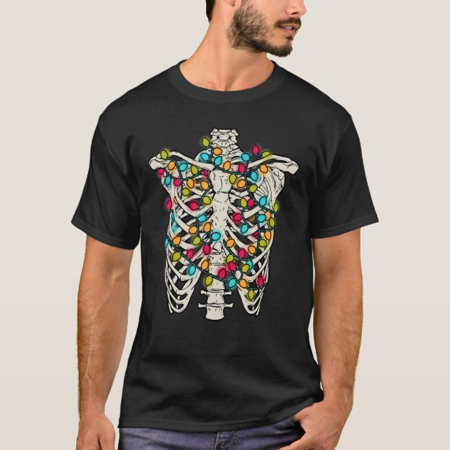 Dead Inside, Jolly AF, Funny Xmas Skeleton, Retro  T-Shirt (Front)