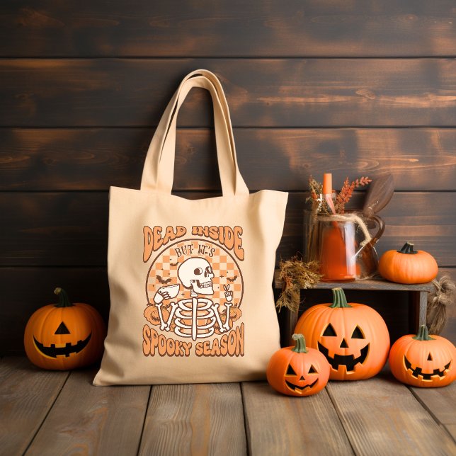 Dead Inside Retro Groovy Halloween Tote Bag (Creator Uploaded)