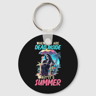 Dead Inside Sarcastic Gothic Skeleton Halloween Key Ring